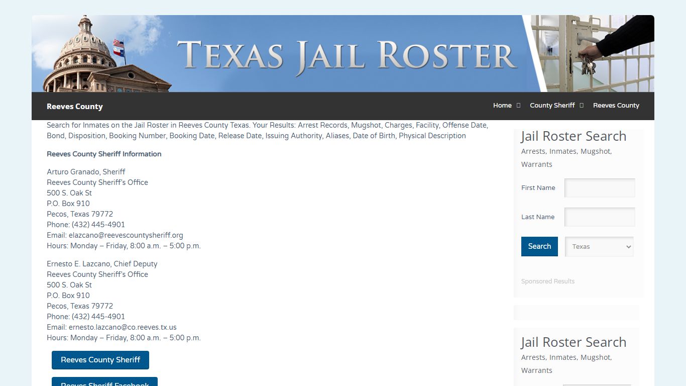 Reeves County | Jail Roster Search